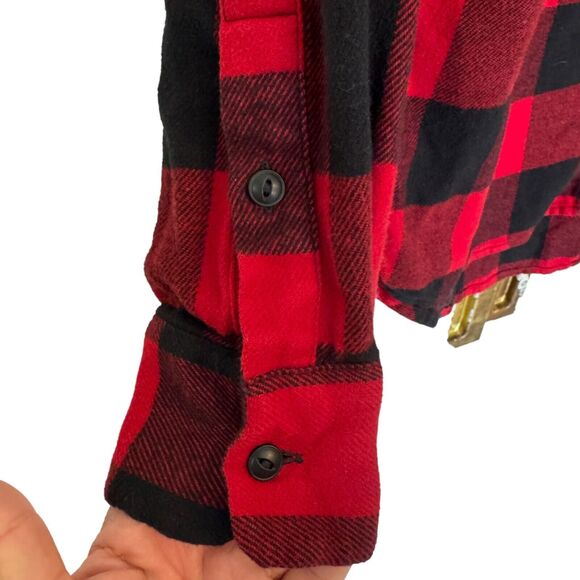 Madewell Women's plaid flannel high-low hem button down shirt, Size S - Picture 5 of 10